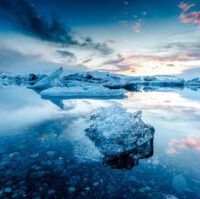 Jokulsarlon Glacier Lagoon in winter