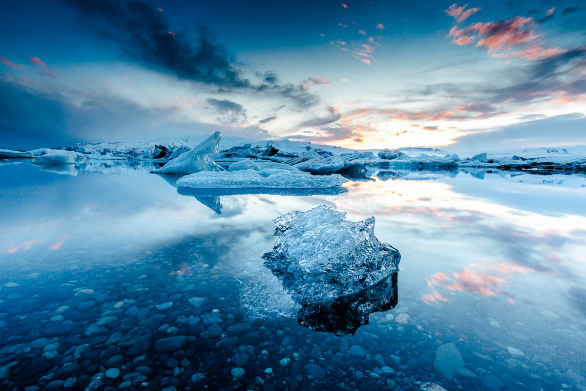 Jokulsarlon Glacier Lagoon in winter