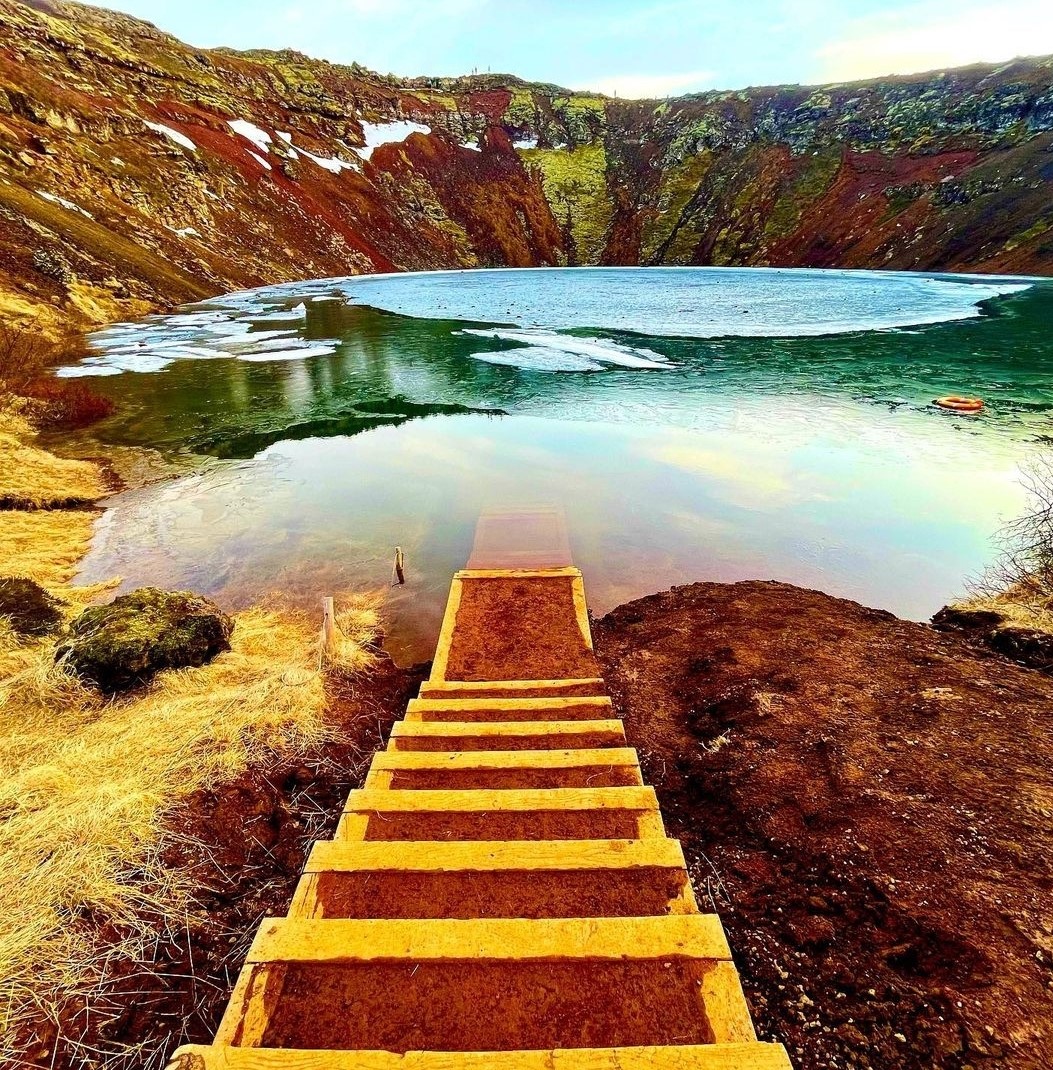 Ice on Kerið crater