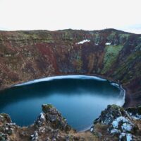 Kerid volcano crater in winter tour Iceland