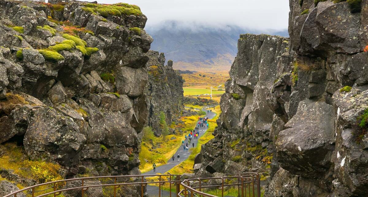 The Eurasian and North American tectonic plates Thingvellir Iceland