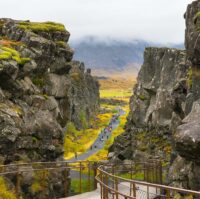 The Eurasian and North American tectonic plates Thingvellir Iceland