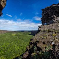 Ásbyrgi Canyon is a stunning horse-shoe-shaped valley and our next stop on our Diamond Circle tour.