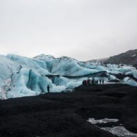 blue ice of Solheimajokull glacier