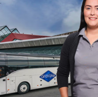 Friendly driver for Keflavik airport shuttle bus at the airport