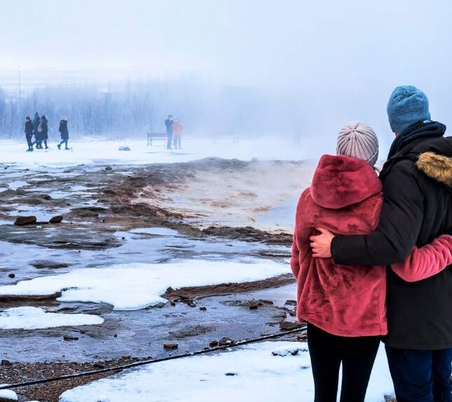 Strokkur geyser winter