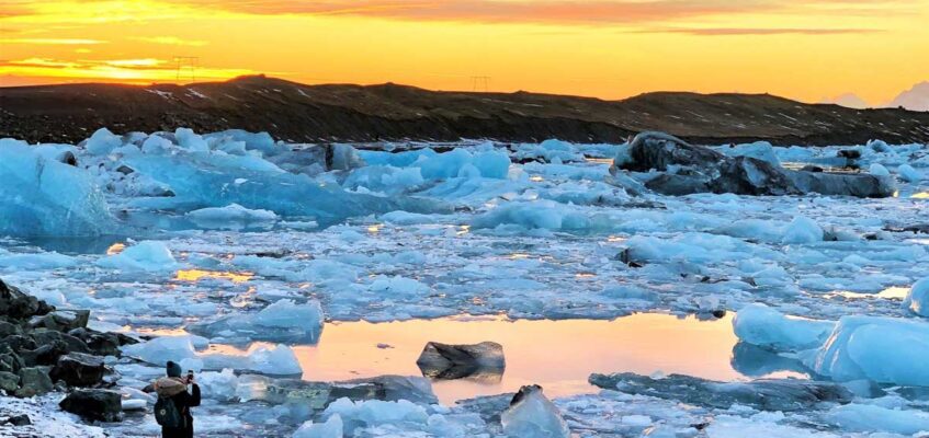 Glacier Lagoon at sunset