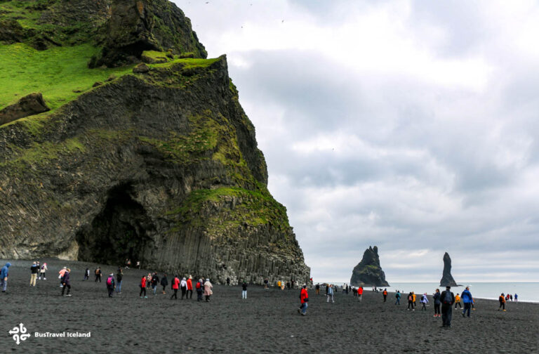 Reynisfjara black sand beach in summer