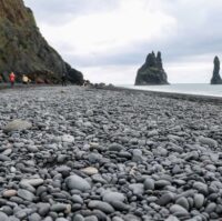 Reynisfjara black sand beach in summer