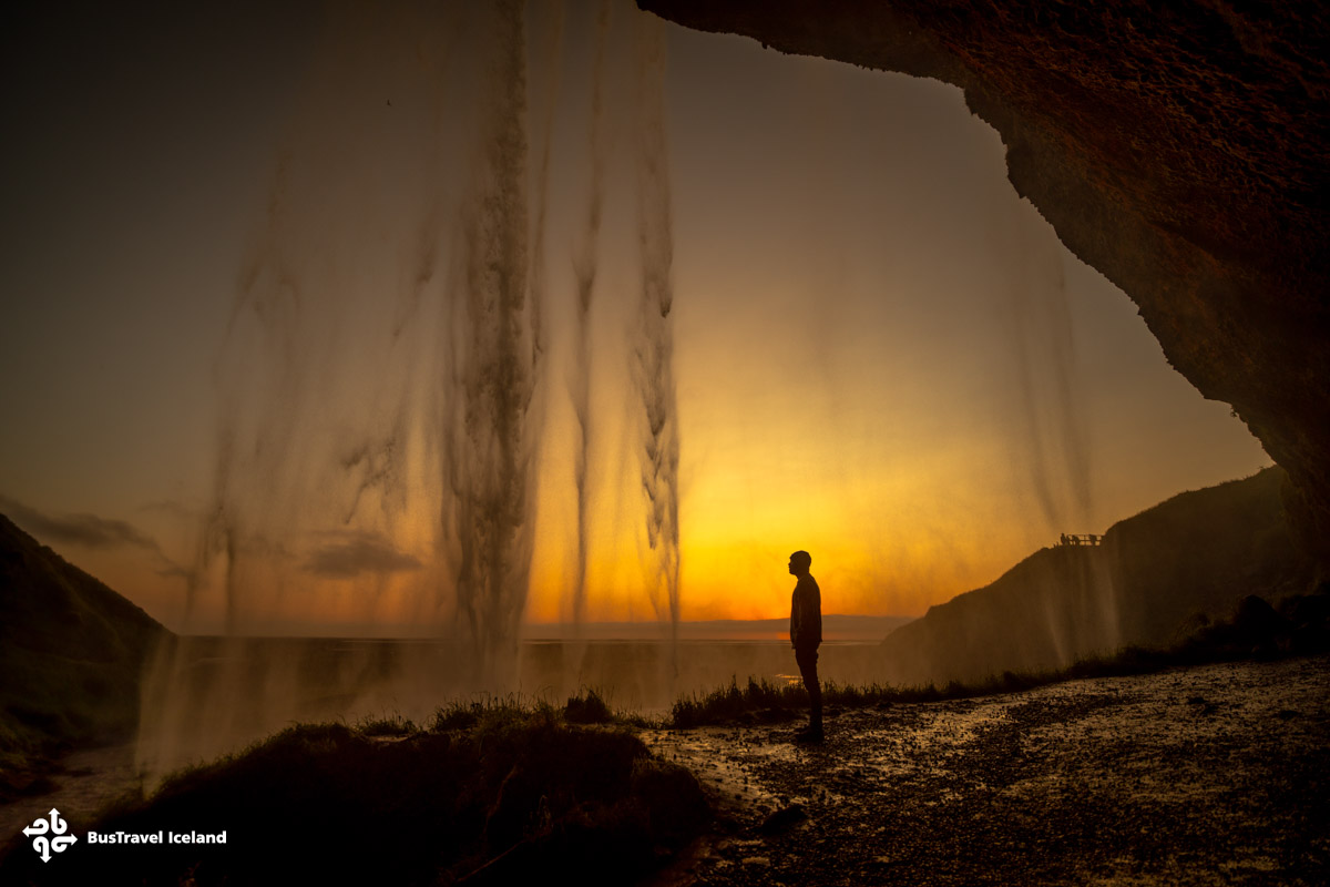 Behind Seljalandsfoss waterfall