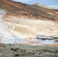 Colorful views of Seltun geothermal hot springs and mud pools