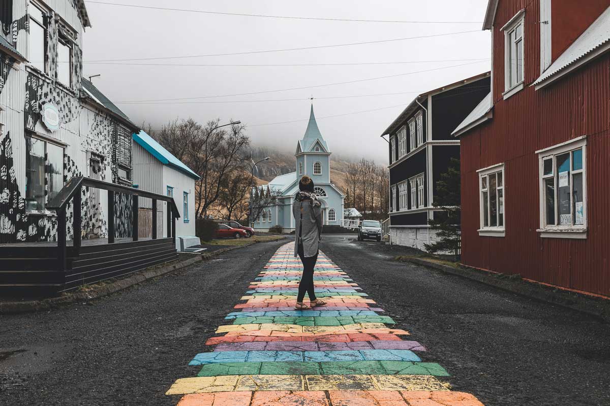 Seyðisfjörður – East Iceland – dave-herring-2Vi67B4gdKo-unsplash Iconic rainbow road to the blue church in Seydisfjordur in East Iceland