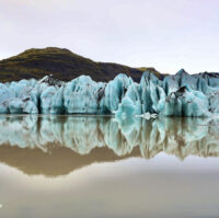 Solheimajokull glacier reflection