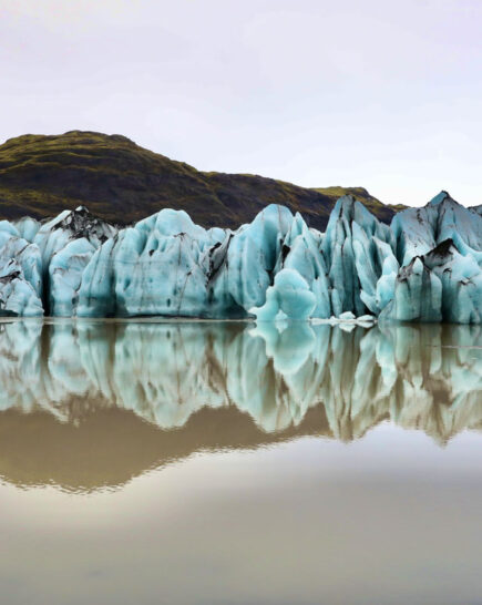 Solheimajokull glacier reflection