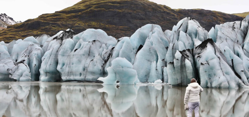 Solheimajokull glacier reflection