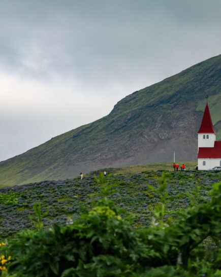 Vik church in summer