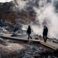 People walking in Seltun geothermal area