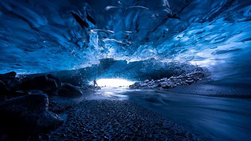 crystal ice cave near Jokulsarlon in Vatnajokull national park