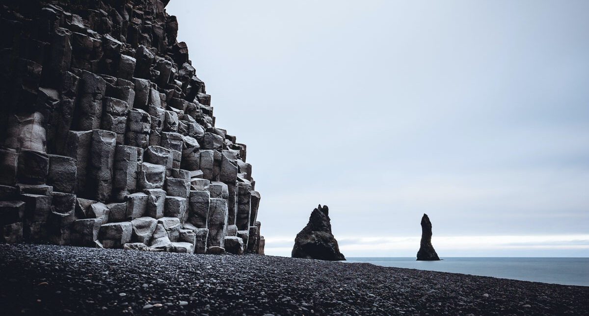 Reynisfjara black sand beach in winter