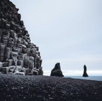 Reynisfjara black sand beach in winter