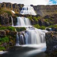 Dynjandi waterfall on the Westfjords peninsula in Iceland Dynjandi waterfall, also known as Fjallfoss, located on the Westfjords peninsula in northwestern Iceland. Long exposure.