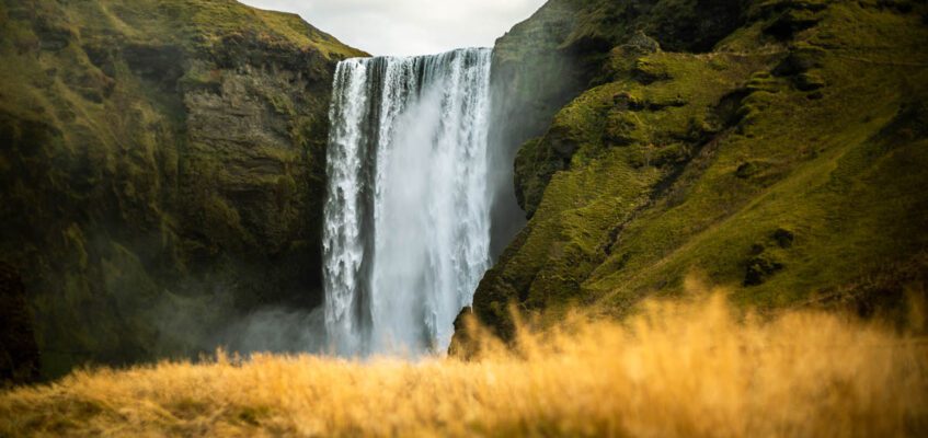 Skogafoss waterfall in autumn