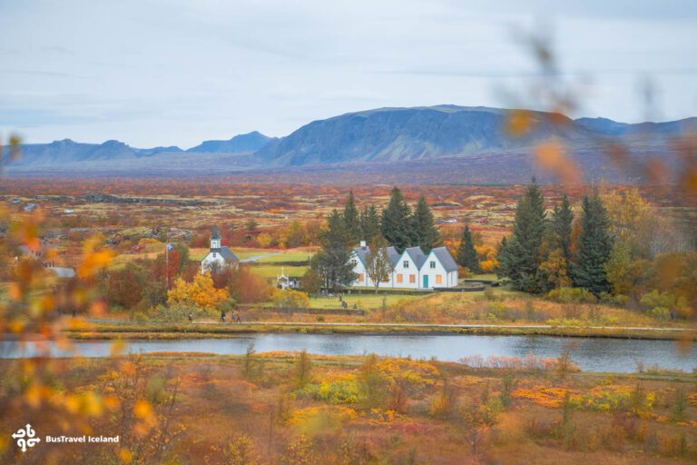 The glorious Autumn colors of the beautiful Thingvellir National Park, the Golden Circle of Iceland