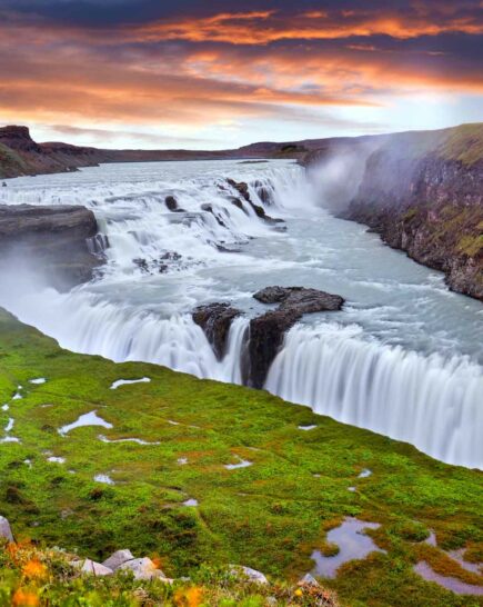 Panoramic view on Gullfoss waterfall