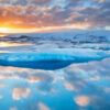 Icebergs in the Jökulsárlón glacier lake in Iceland in winter