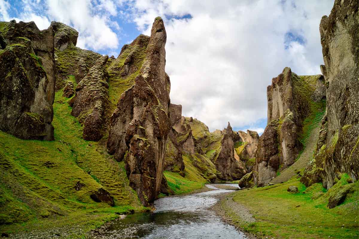 Famous Fjadrargljufur canyon in Iceland. South East of Iceland. Famous Fjadrargljufur canyon in Iceland. Top tourism destination. South East of Iceland, Europe