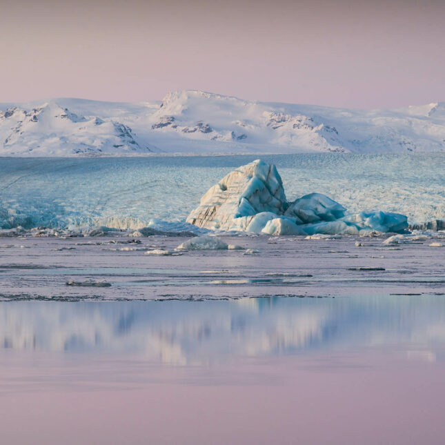 Winter in glacier lagoon in Iceland