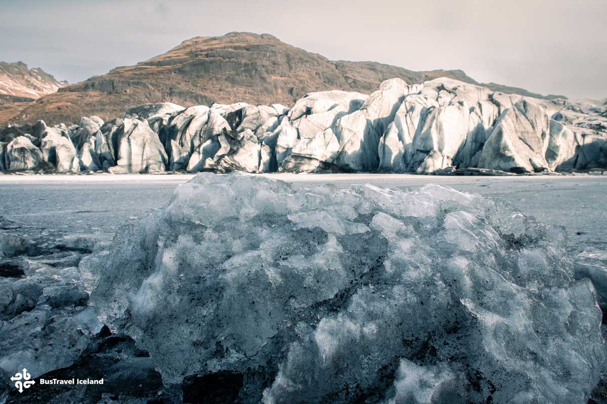 Solheimajokull glacier in located in South Iceland, close to Skogafoss waterfall.
