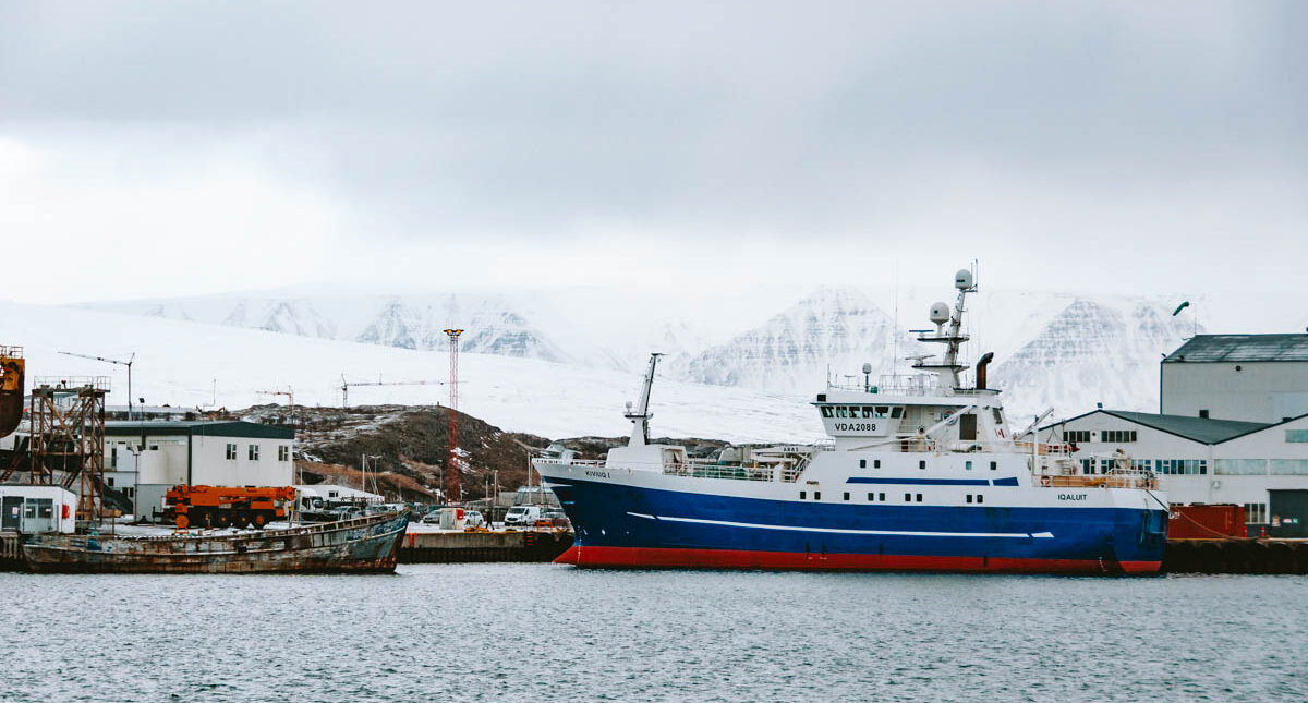 Akureyri Port and Harbor view in winter Iceland