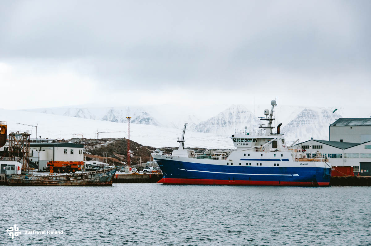 Akureyri Port and Harbor view in winter Iceland
