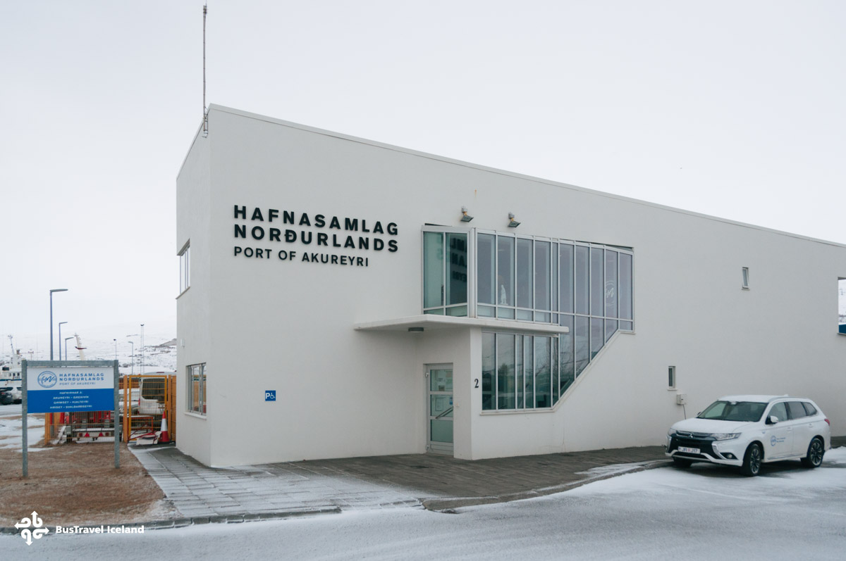 Akureyri Port and Harbor view in winter Iceland