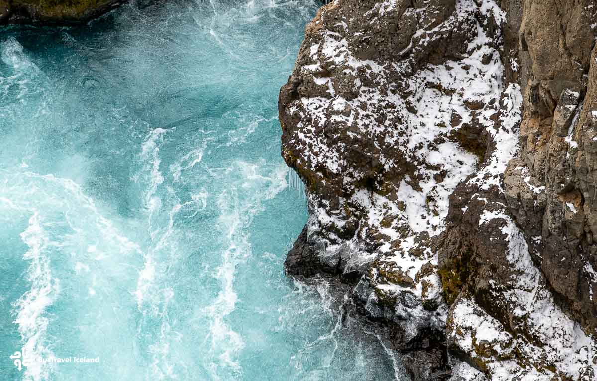 Barnafossar waterfall in West Iceland in winter