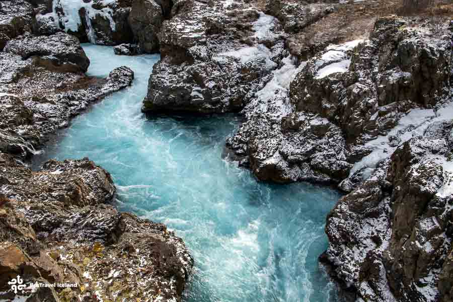 Barnafossar waterfall in West Iceland in winter multiday tours