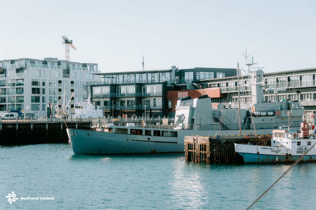 Reykjavik Old Harbor on a sunny day in winter