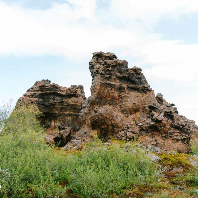 Exploring Dimmuborgir Lava Formations in North Iceland close to Lake Myvatn