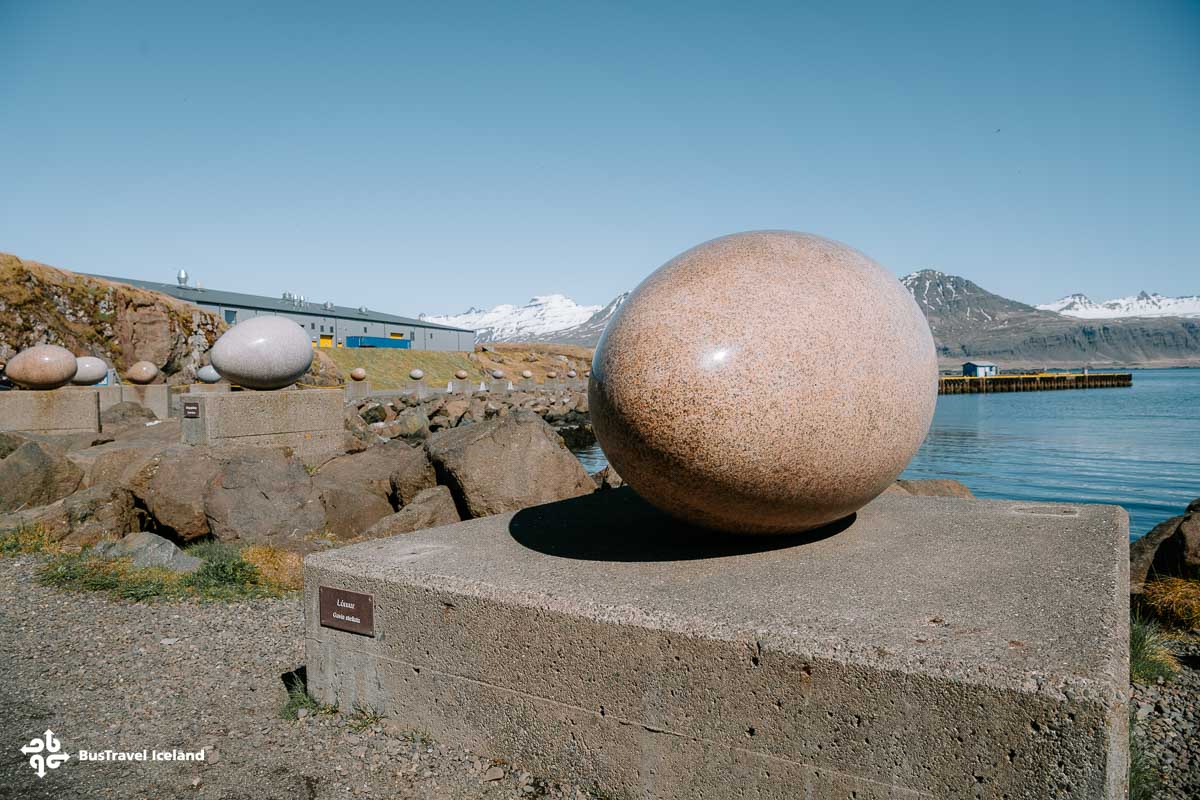 Eggin i Gledivik in Djupivogur in North Iceland-6158 Eggin i Gledivik is a unique outdoor art installation in Djupivogur, East Iceland, also known as Eggs in Happy Bay