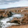 Goðafoss waterfall is located in North Iceland renowned for its stunning horseshoe shape