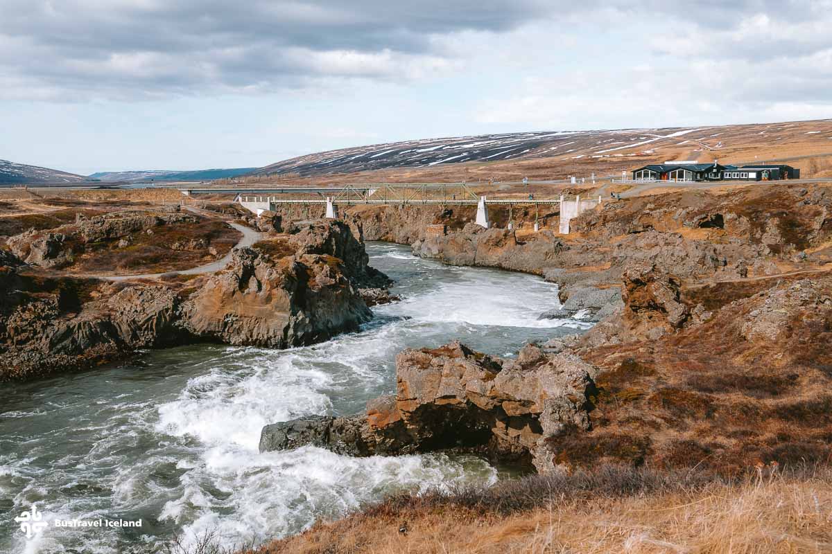 Goðafoss waterfall is located in North Iceland renowned for its stunning horseshoe shape