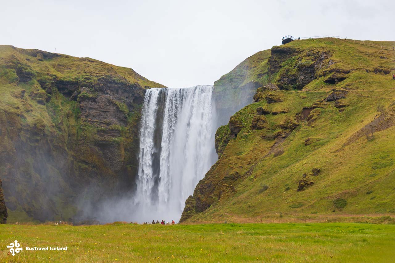 Skogafoss waterfall in South Iceland- Skogafoss waterfall in summer.