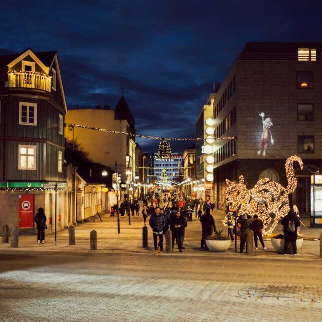 Christmas lights and vibe in Downtown Reykjavik Iceland Christmas lights and vibe in Downtown Reykjavik Iceland