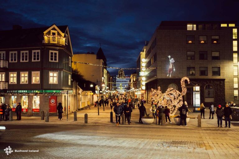 Christmas lights and vibe in Downtown Reykjavik Iceland Christmas lights and vibe in Downtown Reykjavik Iceland