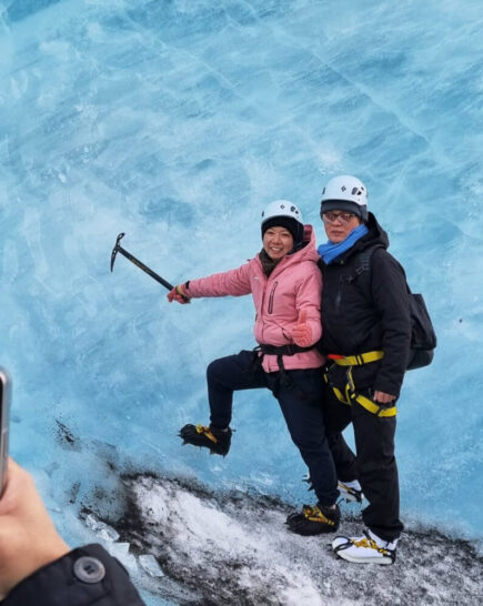 posing for glacier hike picture