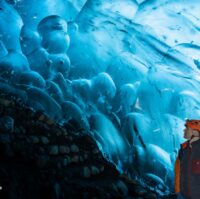 Crystal Ice Cave on Vatnajokull glacier in South Iceland - sparkle ice cave in April 2025