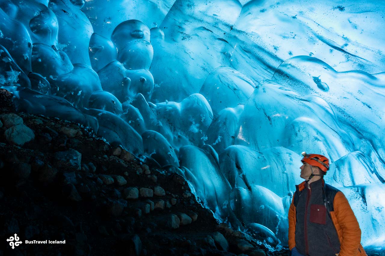 Crystal Ice Cave on Vatnajokull glacier in South Iceland - sparkle ice cave in April 2025