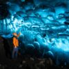Crystal Ice Cave on Vatnajokull glacier in South Iceland - sparkle ice cave in April 2025