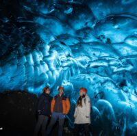 Crystal Ice Cave on Vatnajokull glacier in South Iceland - sparkle ice cave in April 2025